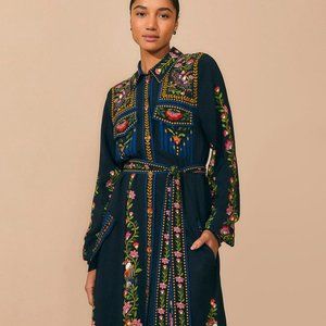 Black Toucan Garden Midi Dress size M